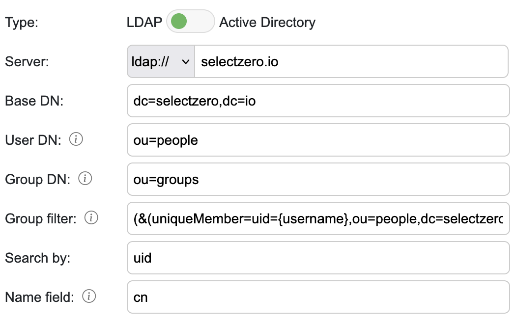 LDAP settings