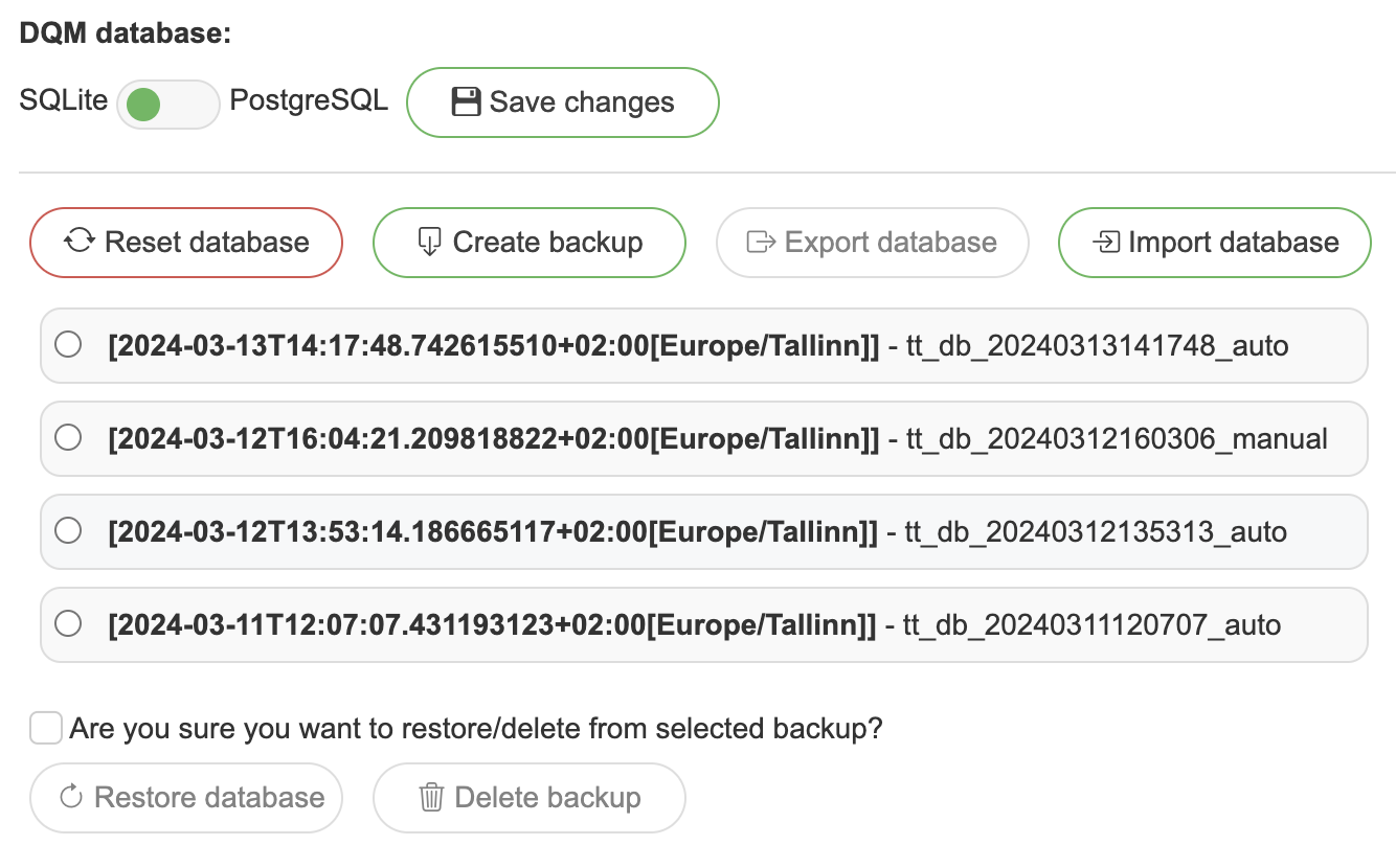 SQLite settings